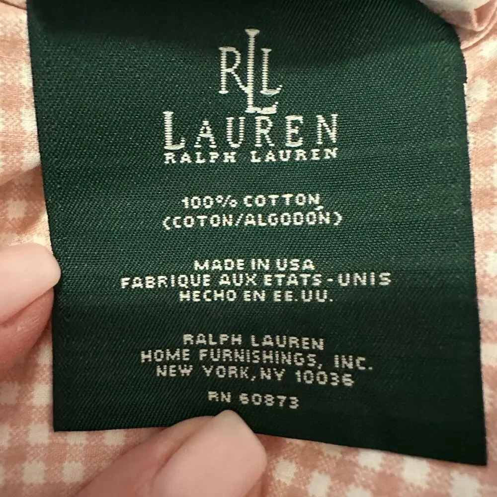 Ralph Lauren RARE Wendy Pink Gingham Check Plaid Comforter Queen Hand Quilted